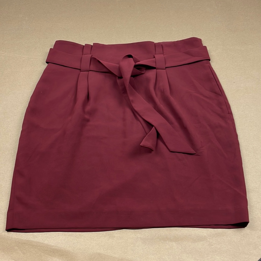 NWOT Express Burgundy Paper Bag Waist Skirt